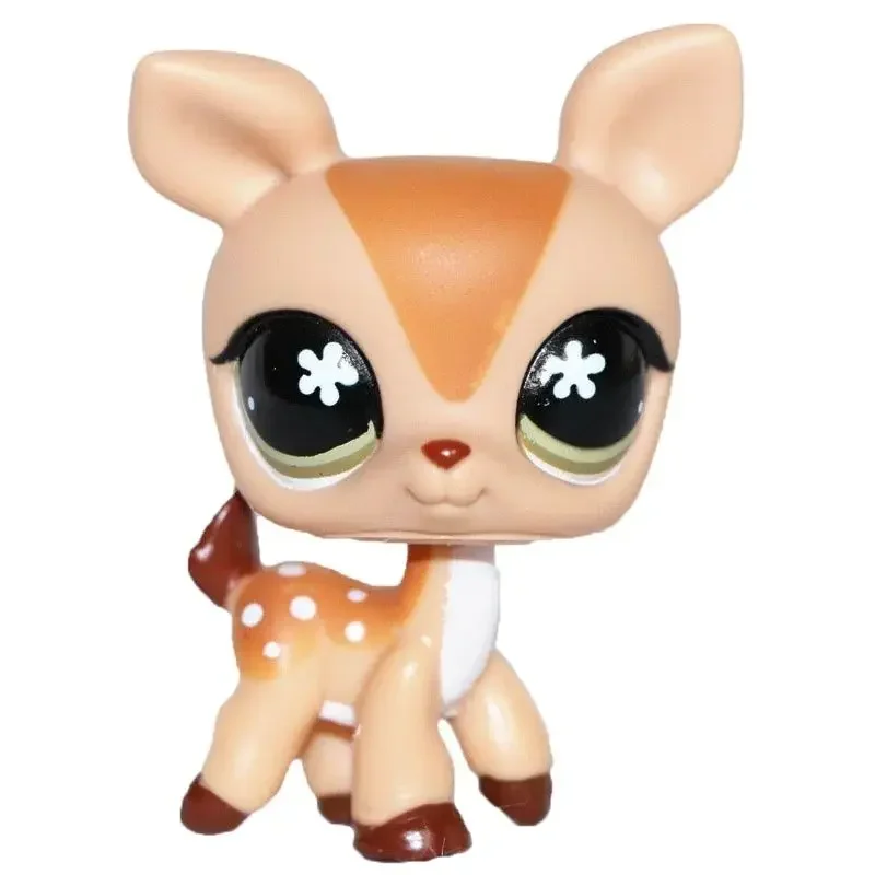 Raro y original tienda de mascotas lps juguete Bobble head juguete ciervo # 634 Fawn Mommy Ojos de copo de nieve verdes con manchas blancas para niña colección