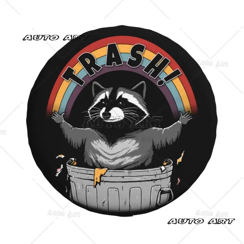 Custom Retro Live Fast Eat Trash Raccoon Spare Tire Cover for Racoon Panda SUV RV 4x4 Car Wheel Protectors Accessories