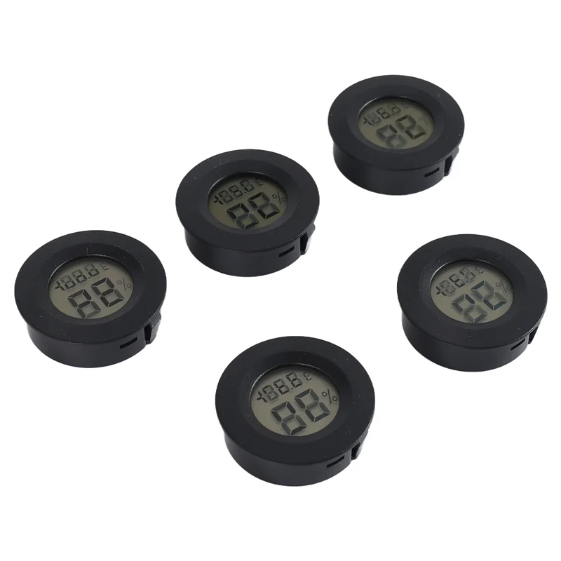 -A96P 5-Pack Hygrometer Thermometer Digital LCD Monitor Humidity Meter Gauge For Humidifiers Dehumidifiers Gre