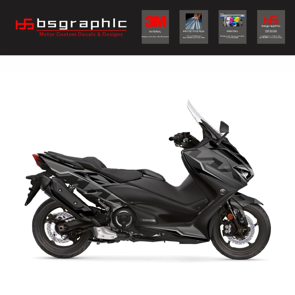 

Motorcycle Body Fairing Protective Sticker Decal Maxiscooter Energy Graphic Kit Black-Grey for Yamaha Tmax T-max 560 2020-2021