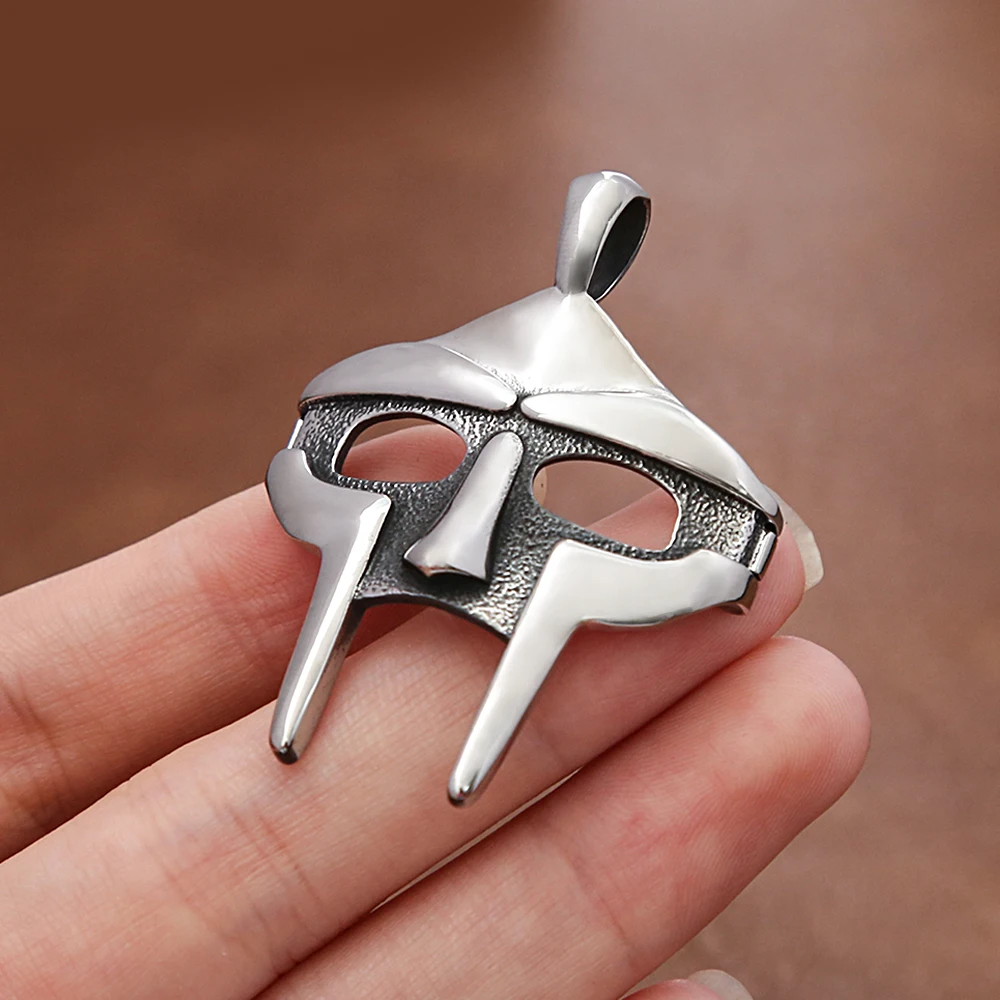 Fashion Vintage MF DOOM Mask Pendant Necklace Punk Hip Hop 316L Stainless Steel Skull Pendant for Men Jewelry Gift Dropshipping