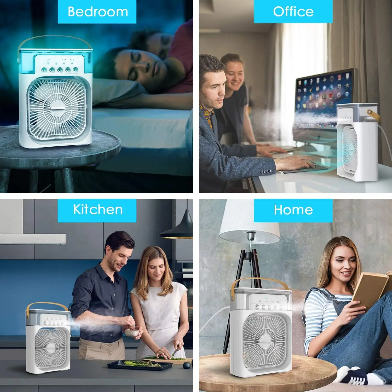 Draagbare Ventilator Airconditioners Usb Elektrische Ventilator Led Nachtlampje Water Mist Plezier 3 In 1 Lucht Humidifie Voor Thuis