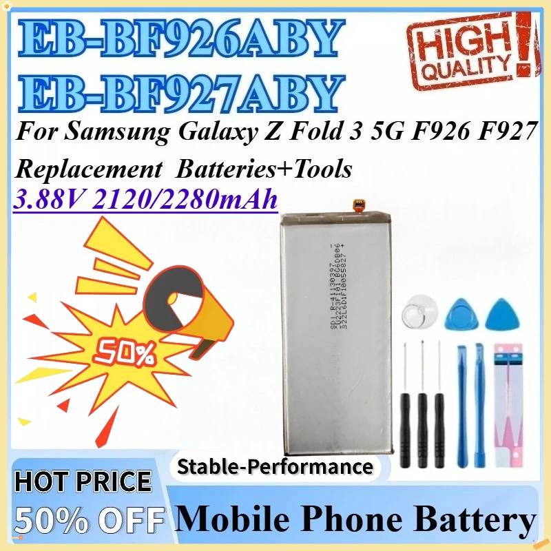 

3.88V 2120/2280mAh EB-BF927ABY EB-BF926ABY Battery For Samsung For Galaxy Z Fold 3 5G F927 F926 Replacement Batteries+Tools