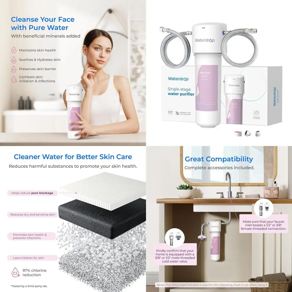 

4-Stage Water Filter for Bathroom: Removes Chlorine, Scale, Reduces Skin Irritation, Cold Water Only