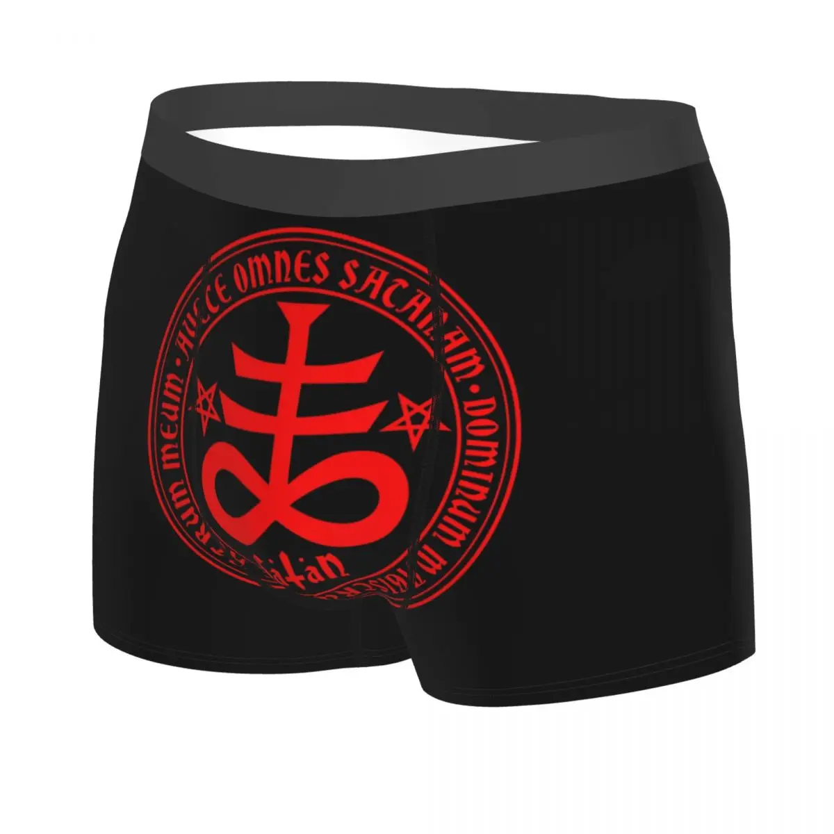 Male Fashion Hail Satan Satanic Cross Underwear Devil Occult Boxer Briefs Stretch Shorts Panties Underpants