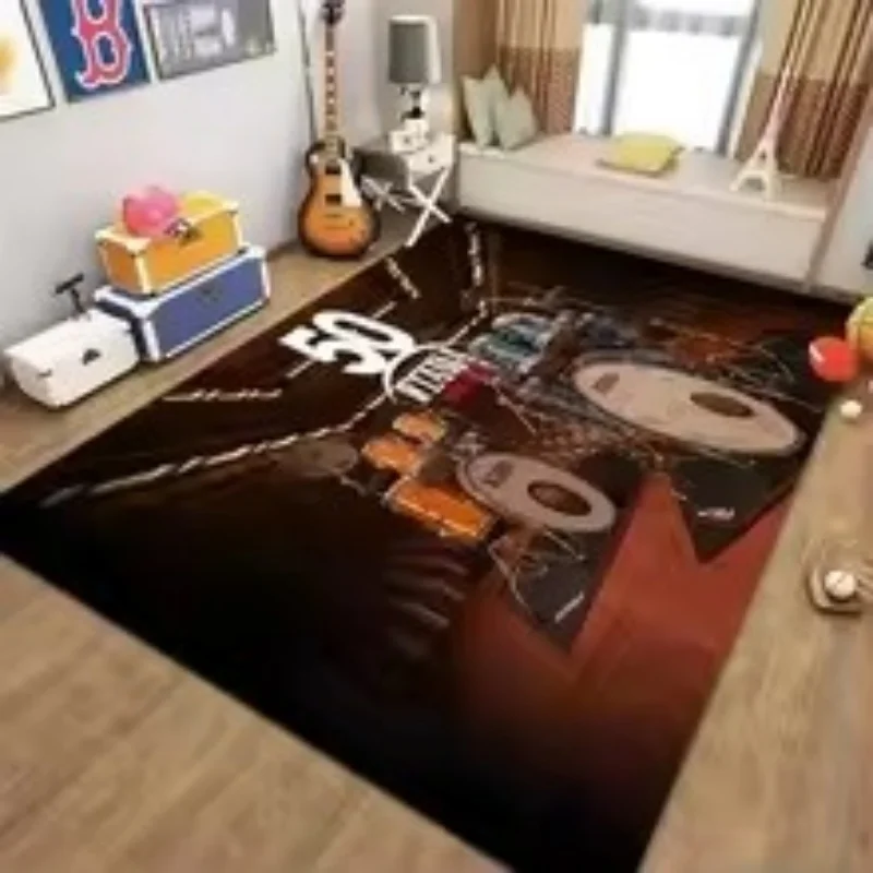 Stylish Drum Print Floor Mat Anti-Slip Carpet for Music Enthusiasts Unique Rug for Jazz or Electronic Drum-Themed Decor