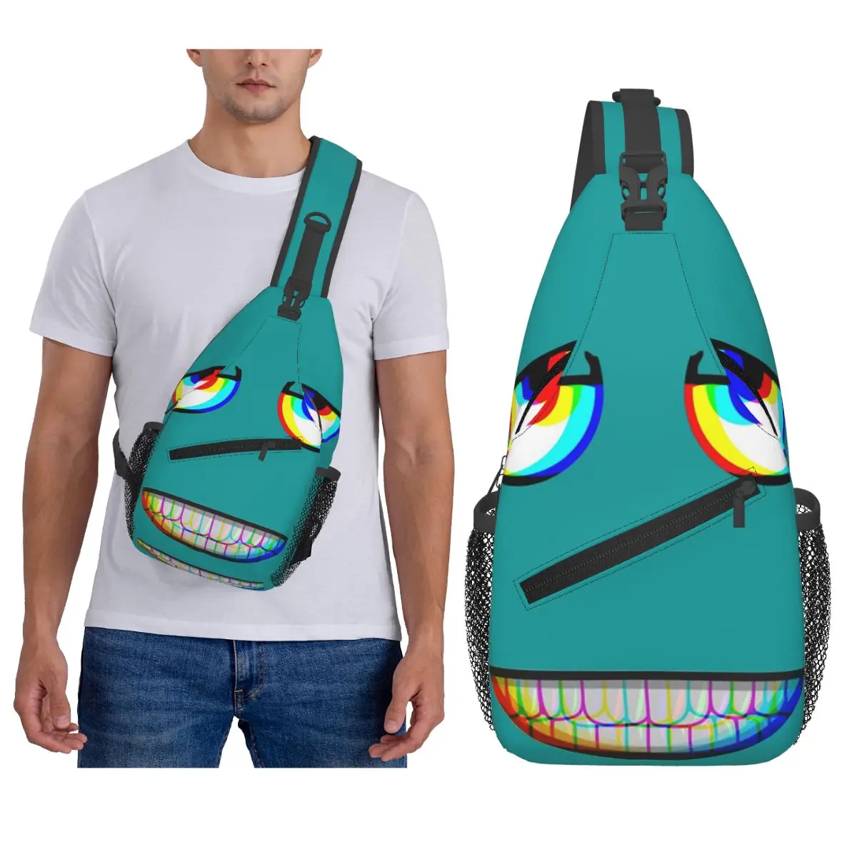 Aphex التوأم محاكاة ساخرة تريبي الوجه الأساسية حقيبة صدر للرجال الرجال الرافعة Crossbody على ظهره حقيبة صدر للرجال السفر المشي لمسافات طويلة Daypack حقيبة كتف