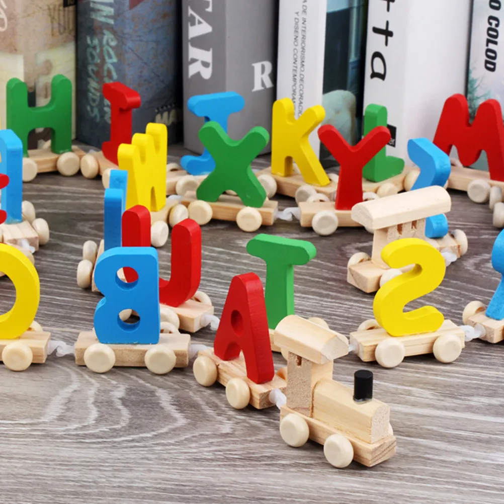 

1Set Alphabet Train Wooden Educational Set 26 Colorful Letters Enhance Kids Learning Motor Skills Alphabet Train