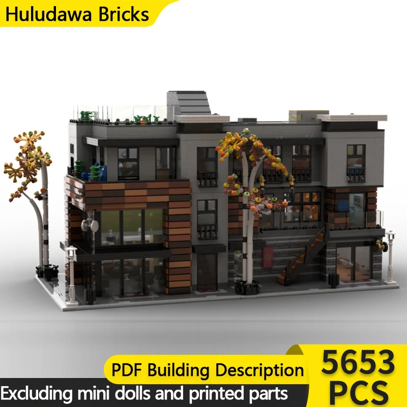 

City Street View Model MOC Building Bricks Downtown Duplex Lofts Modular Technology Children Holiday Gifts Assemble Toys Suit
