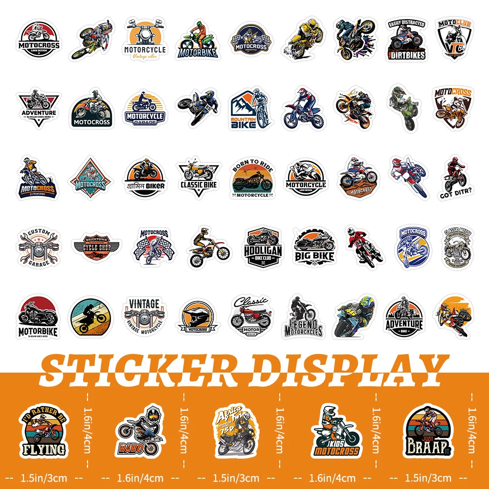 10/30/50/100pcs Retro Motorcycle Racer Stickers Cool Motocross Cartoon Graffiti Sticker Decals for Kids Toy Car Skateboard Diary