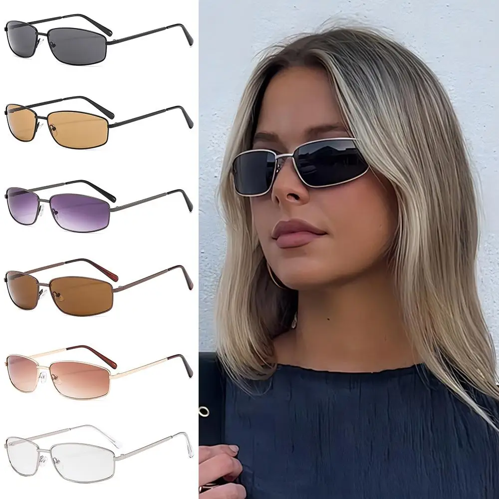 

Luxury Vintage American Sunglasses Y2K Metal Frame Punk Sun Glasses Hot Rectangle Shades for Women & Men