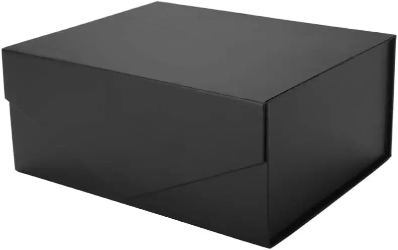 

Gift Box 9x6.5x3.8 Inches, Rectangle Collapsible Box with Magnetic Lid for Gift Packaging (Matte Black, Grain Texture)