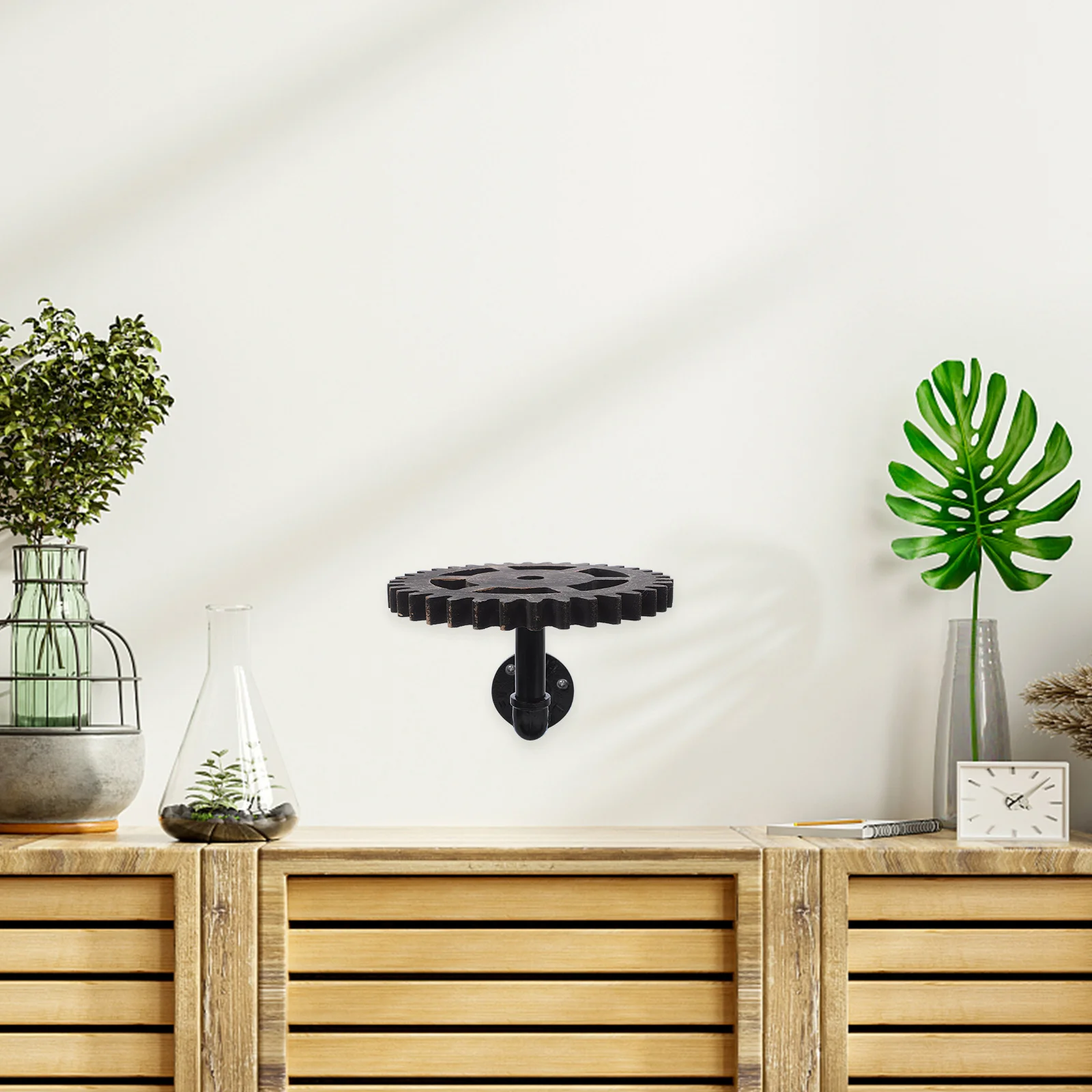 

Toilet Paper Holder Retro Wrought Iron Shelves Floating Shelf with Pipe Bracket
