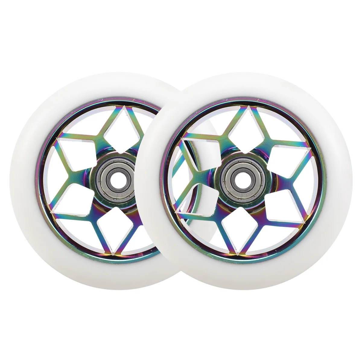 2 Pcs Scooter Accessories 110mm Scooter Wheels Colorful Pu Wheels Thick Stunt Car Wheels with Bearings(White)