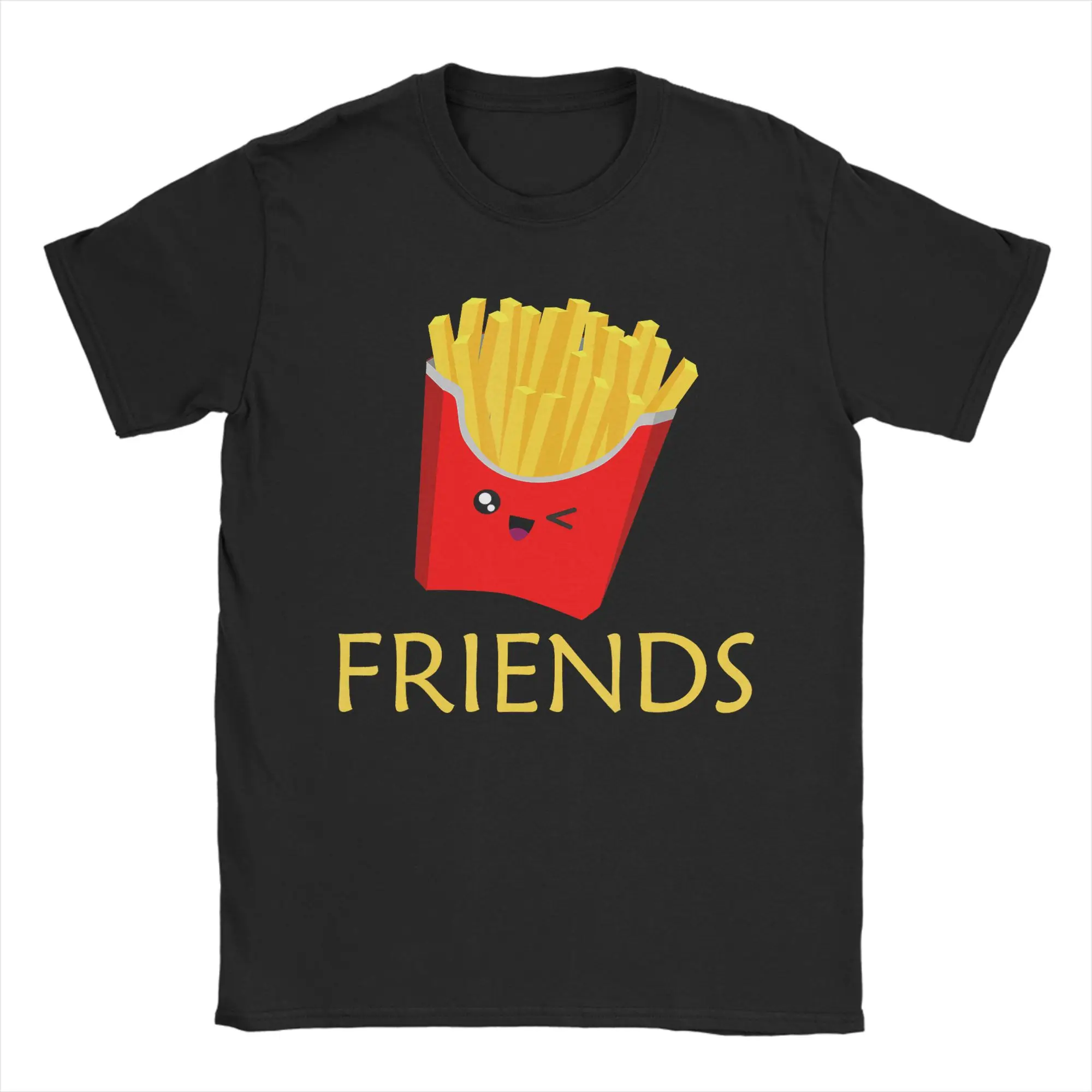 Unique Hamburger French Fries Combo Snacks Fast 		 T-Shirts Men Crewneck Cotton T Shirts  Short Sleeve Tee Shirt Gift Idea Tops