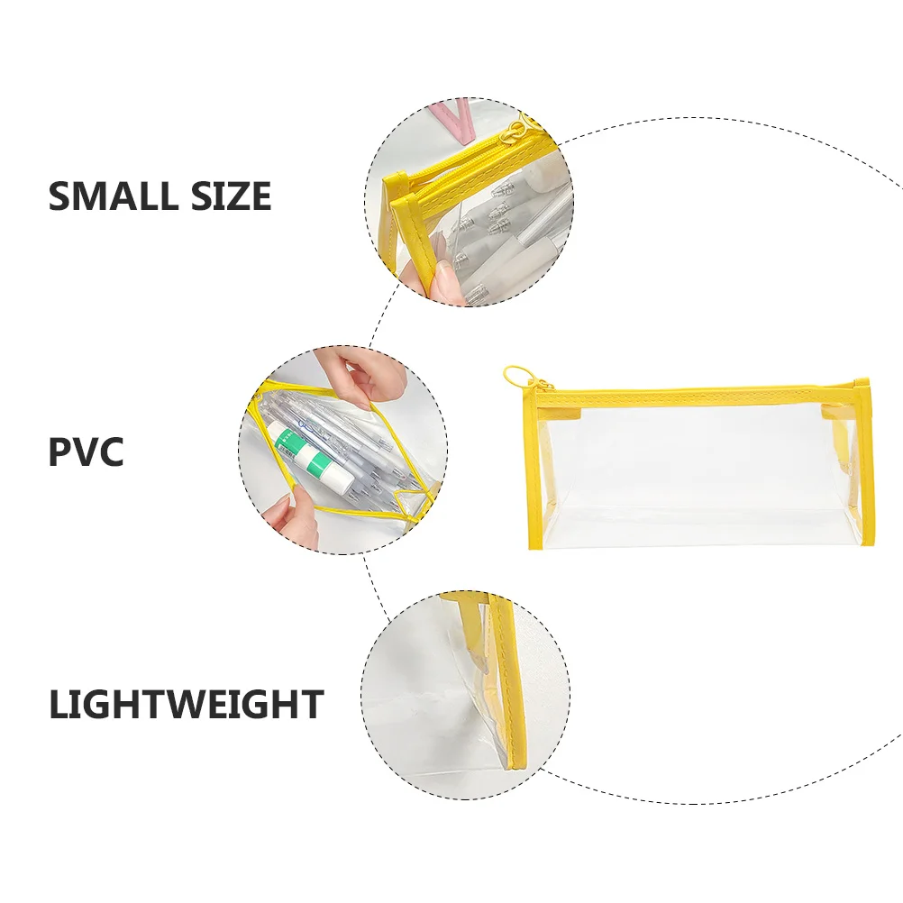 

2pcs Pencil Case Small Portable Stationery Bag Zipper Closure Pvc Durable Organizer For School Office Student Gift