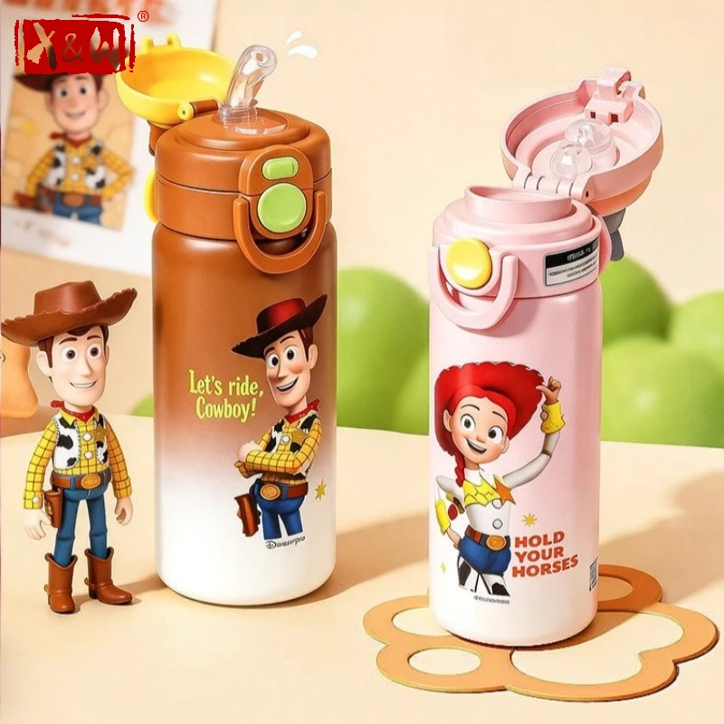 X&W Toy Story Cartoon Thermos Bottle 500ml Pop-up Lid Straw Cup 316 Stainless Steel Jessie Woody Ice Tumbler Outdoor Sports Cups