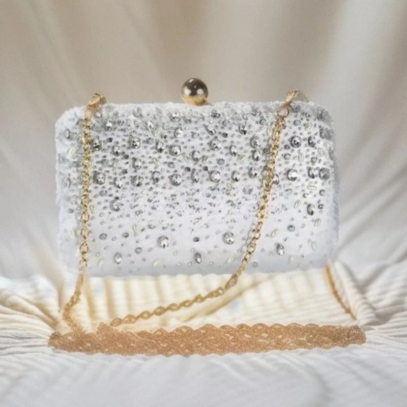 Light Luxury Engagement Diamond Dinner Bag Cheongsam Dress Celebrity Temperament Banquet Beaded Clutch Bag Bolso De Fiesta Mujer