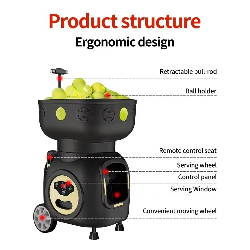 Professional Smart Tennis Ball Machine-120 Balls Capacity ABS 21 Custom Drop Points Portable APP Control