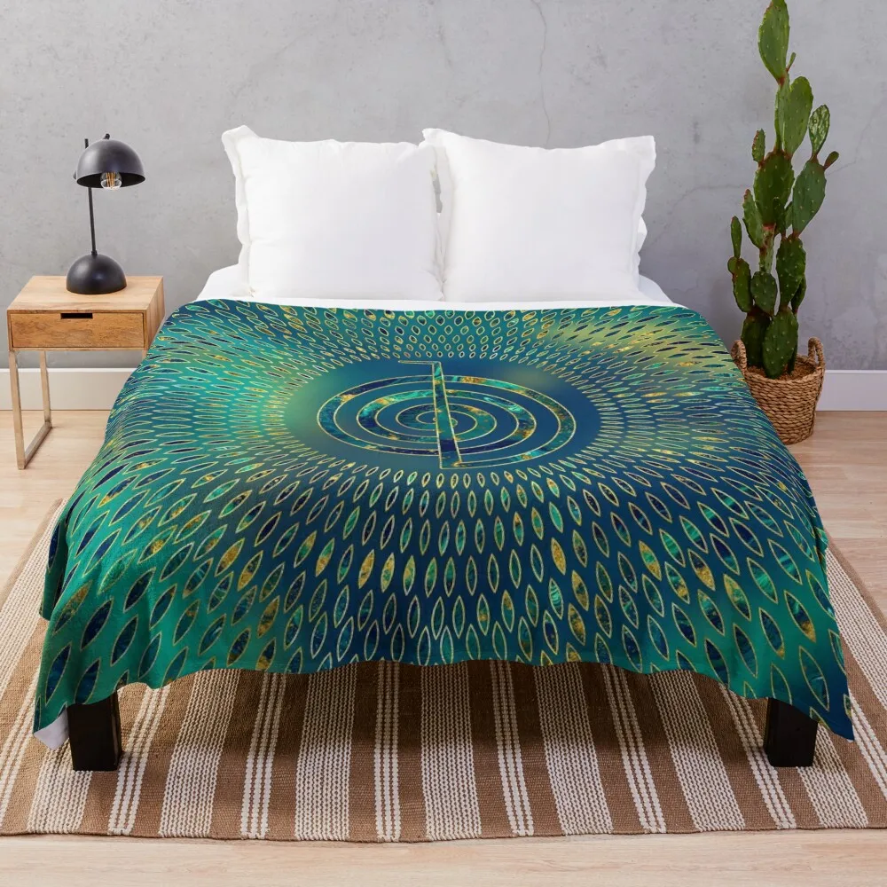 

Reiki Cho Ku Rei - gemstone and gold Throw Blanket