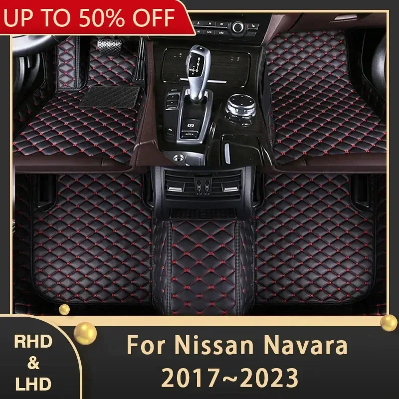 Car Floor Mats For Nissan Navara 2017~2023 Pro-4X Custom Auto Foot Pads Leather Carpet Interior Accessories 2019 2020 2021 2022