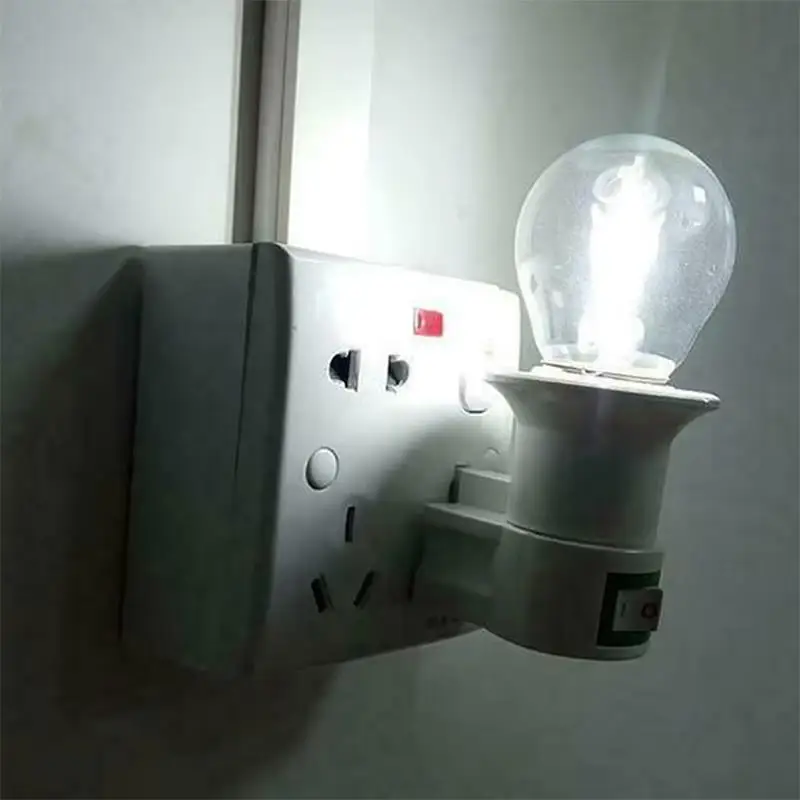 E27 LED Bulb Adapter with On/Off Switch - UK/US Plug, Square/Round Edge Screw Cap Lamp Holder for Light Socket Control  B2