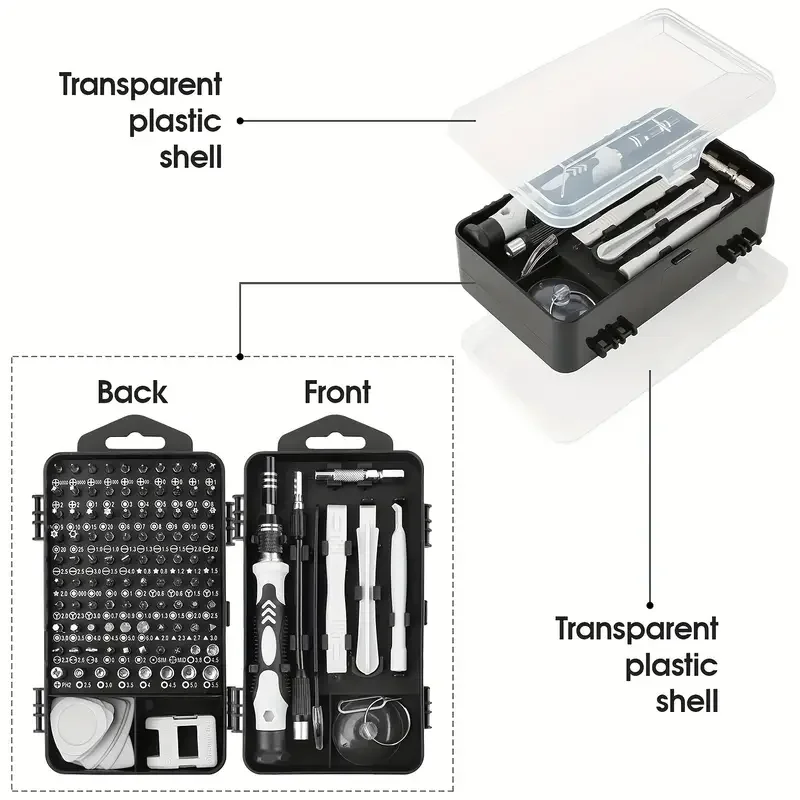 Precision Screwdriver Set, 115-in-1 Electronic Magnetic Repair Tool Kit, Suitable for Repairing Computers, Personal Computers, Mobile Phones, Game Consoles, Watches, Glasses, Etc. (Gray)