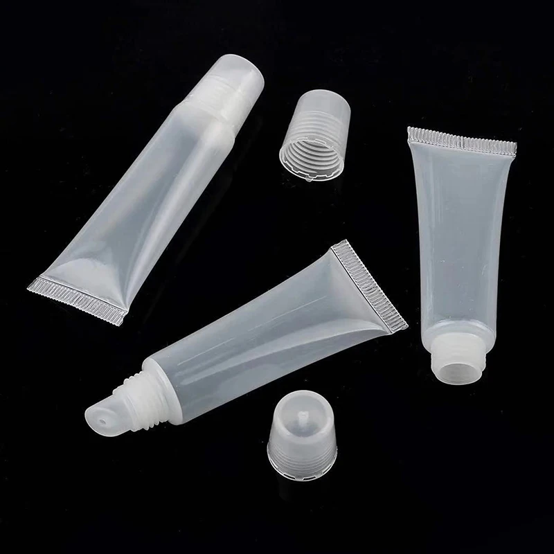 100pcs 5ml 10ml 15ml Lip Gloss Tube Squeezy Lipstick Soft Tube Empty Lipbalm Container Clear Squeezable Cream Bottles