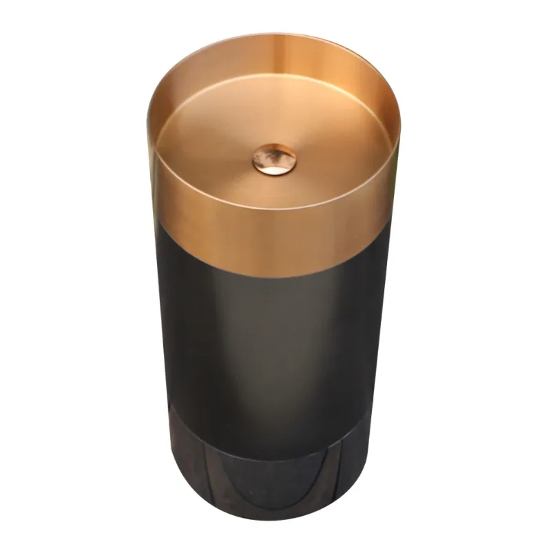 Italian Design Freestanding PVD Gold Black Grey Stainless Steel Pedestal Sink Luxury Custom Modern Wash Basin for Hotels