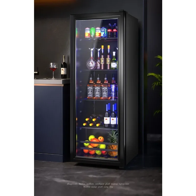 Household small refrigerated fresh-keeping cabinet, large-capacity tea beverage, red wine transparent refrigerator