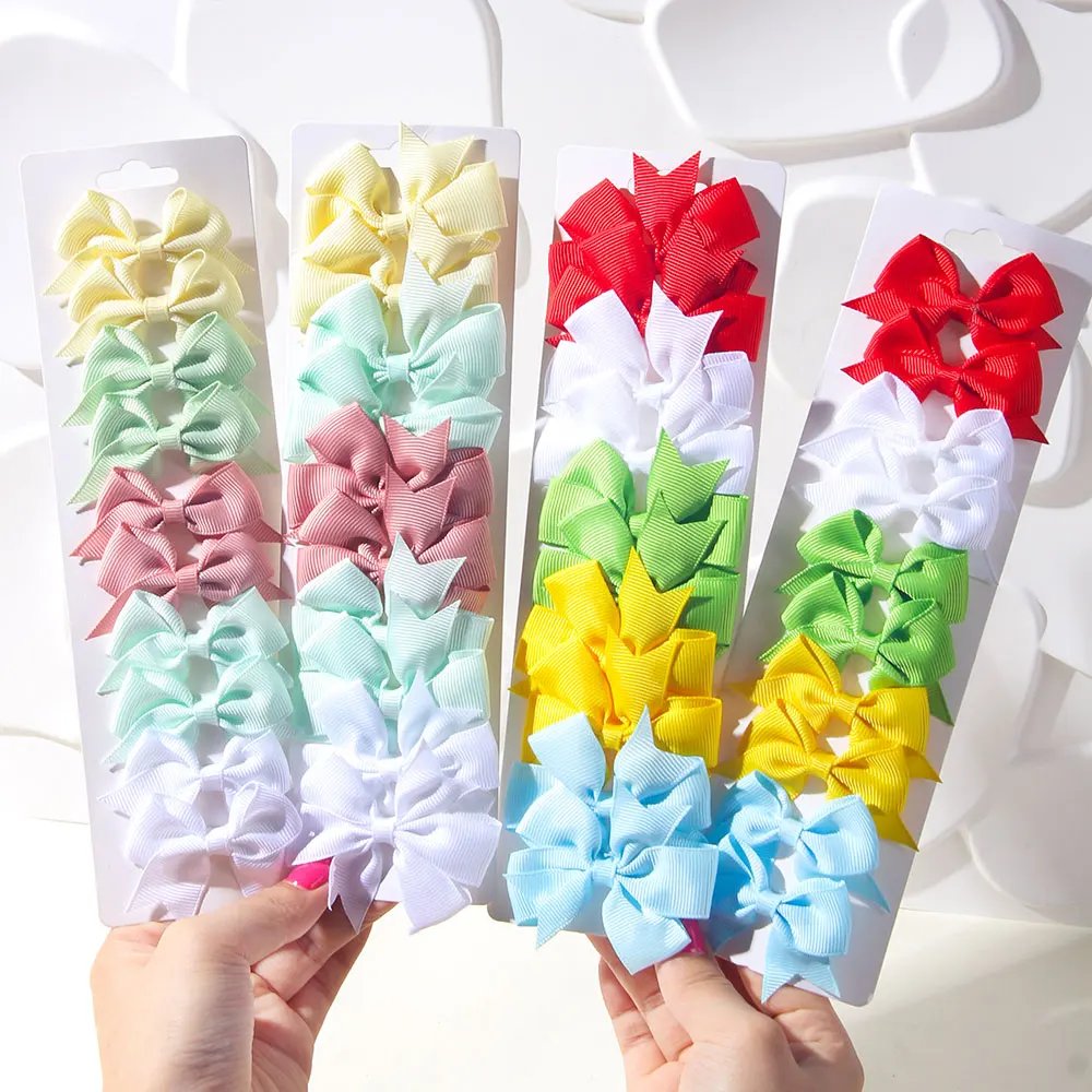 

20Pcs/Set Fashion Cute Handmade Hair Bows Grosgrain Ribbon Bowknot With Hair Clips For Baby Gift Girls Kids Hair Accessories