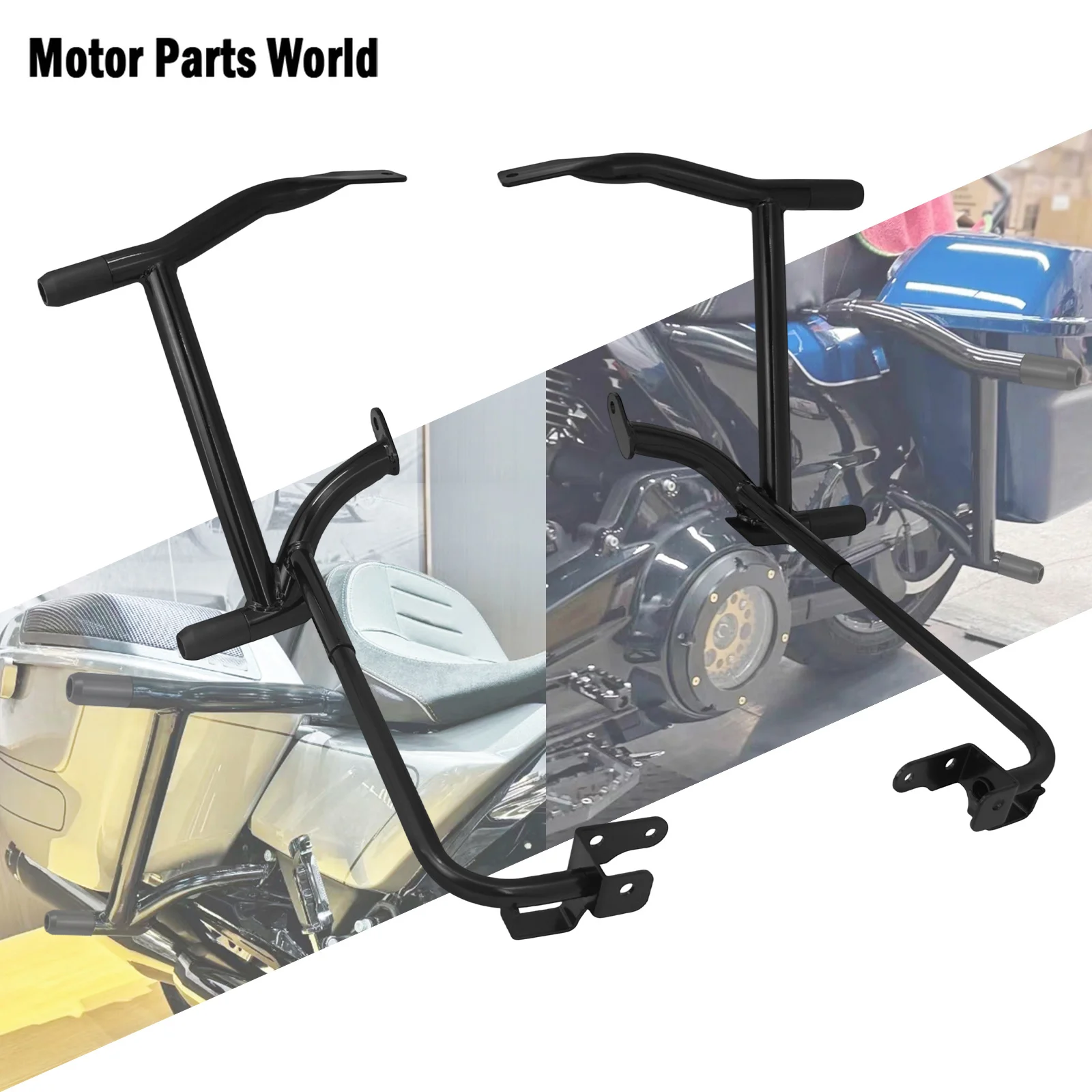 

Motorcycle Saddlebag Guard Crash Bar Rear Rail Bracket Protection For Harley Touring Road King Electra Street Glide 2014-Later