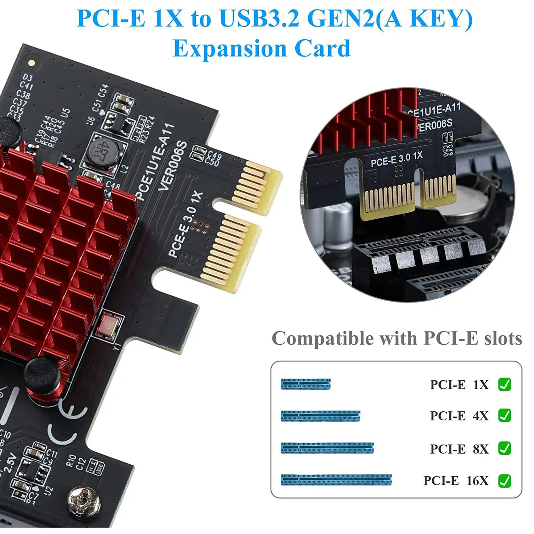 Pcie Usb 3.1 Gen2 Type-E Uitbreidingskaart, 10Gbps Pci Express 3.0 1x Naar 20pin Voorpaneel Type C Connector Voor Windows 10/8