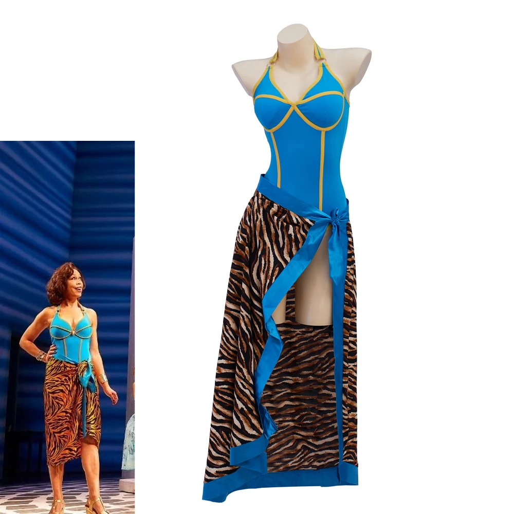 Disfraz Musical de Mamma Mia para mujer, mono azul Sexy, vestido, Bikini, traje de actuación para fiesta de Halloween