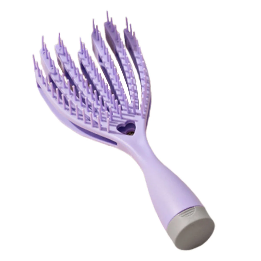 Portable Hair Brush Dual Purpose Hollow Comb with Mini Mirror Detangling for Dry Travel Curly Violet Detangler Miss