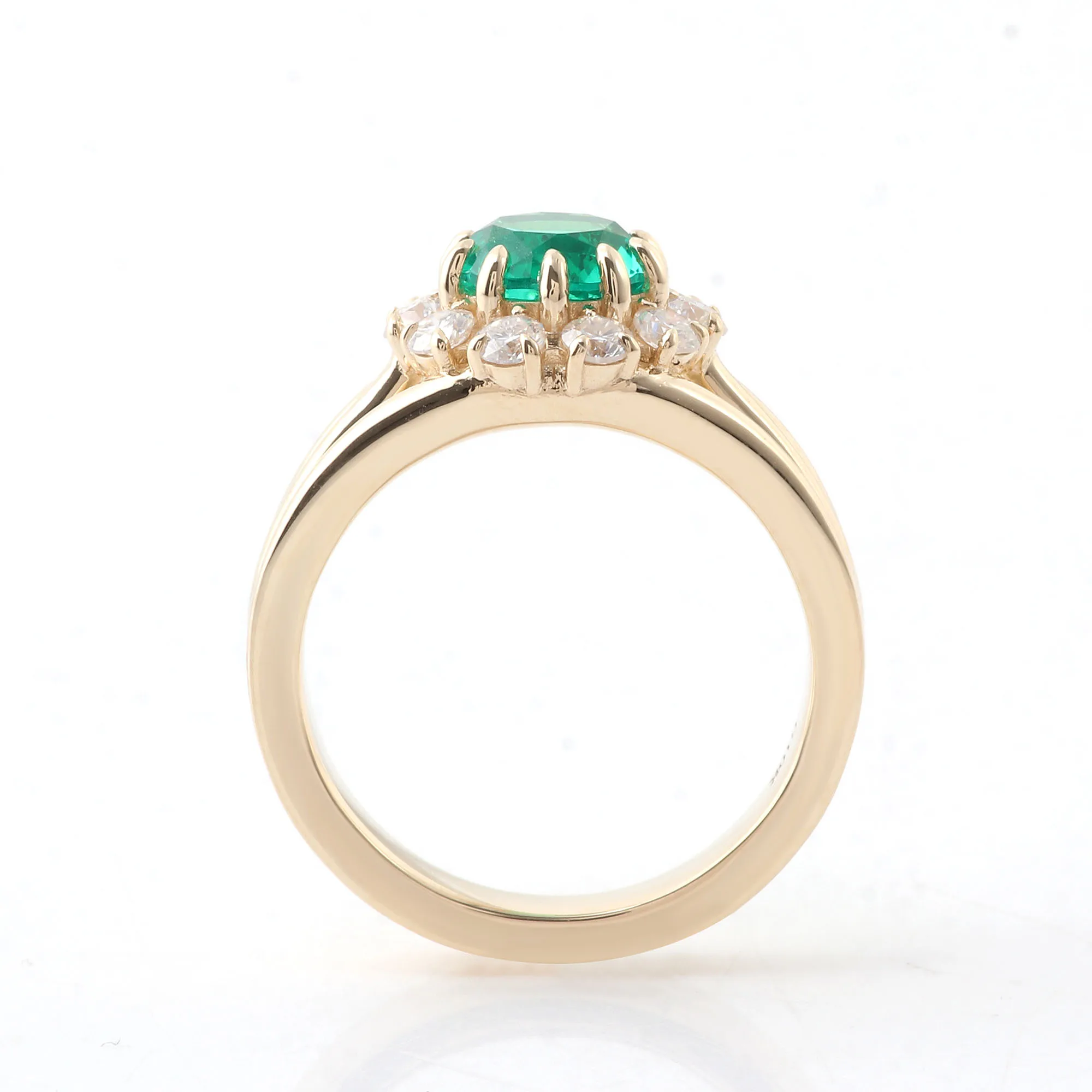 Provence Luxury wedding Ring 10K Solid Gold Green Lab Gemstone DEF/VS Lab Diamonds Halo band Ring Engagement ring Jewelry Custom