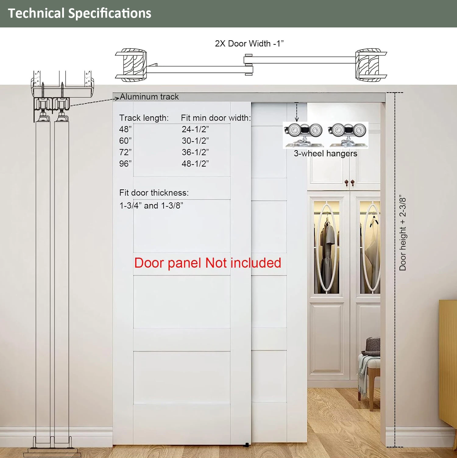 Imagem -06 - Diyhd-ceiling Mount Bypass Porta Deslizante Hardwaresilver Box Rail Porta do Bolso Wardrobe Cloconjunto Kit Porta sem Porta 122cm 48