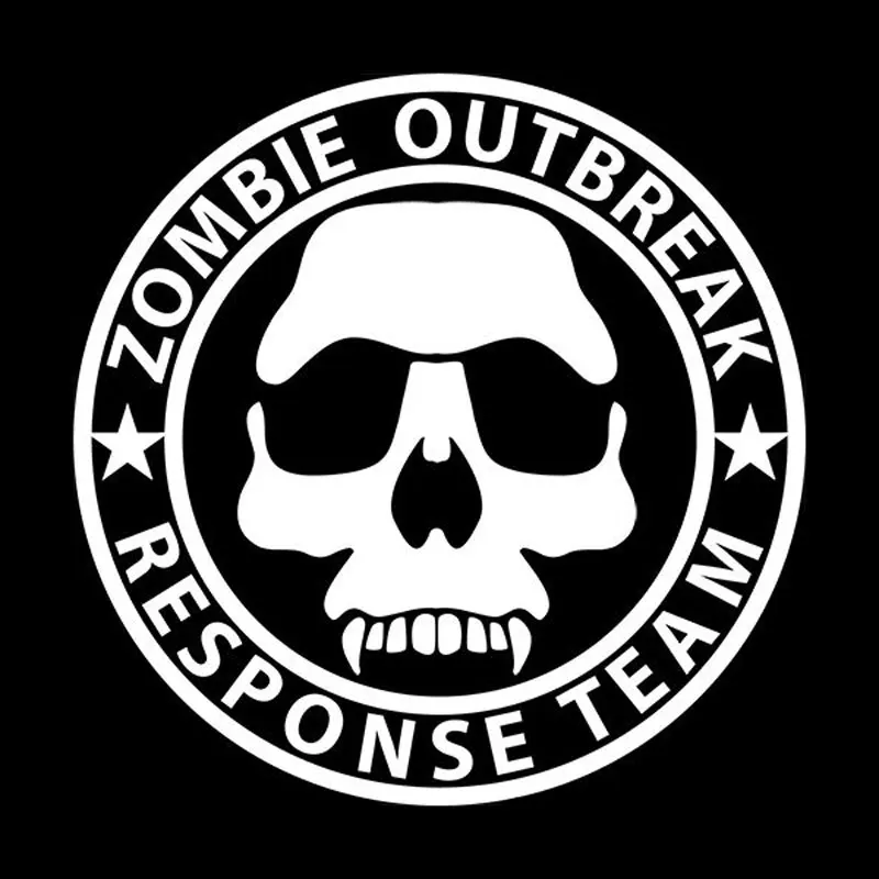 Horror Zombie Outbreak Response Team Creative Cool Pvc Car Stickers Suitable for All Kinds of Cars Black/White, 14cm*14cm