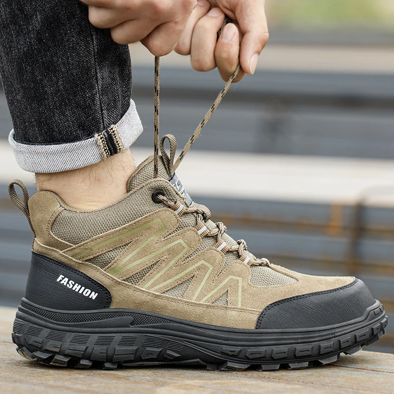 Zapatos de trabajo de seguridad para hombre, puntera de plástico con perforación antiapagado, botas de protección laboral informales aisladas para exteriores, calzado seguro