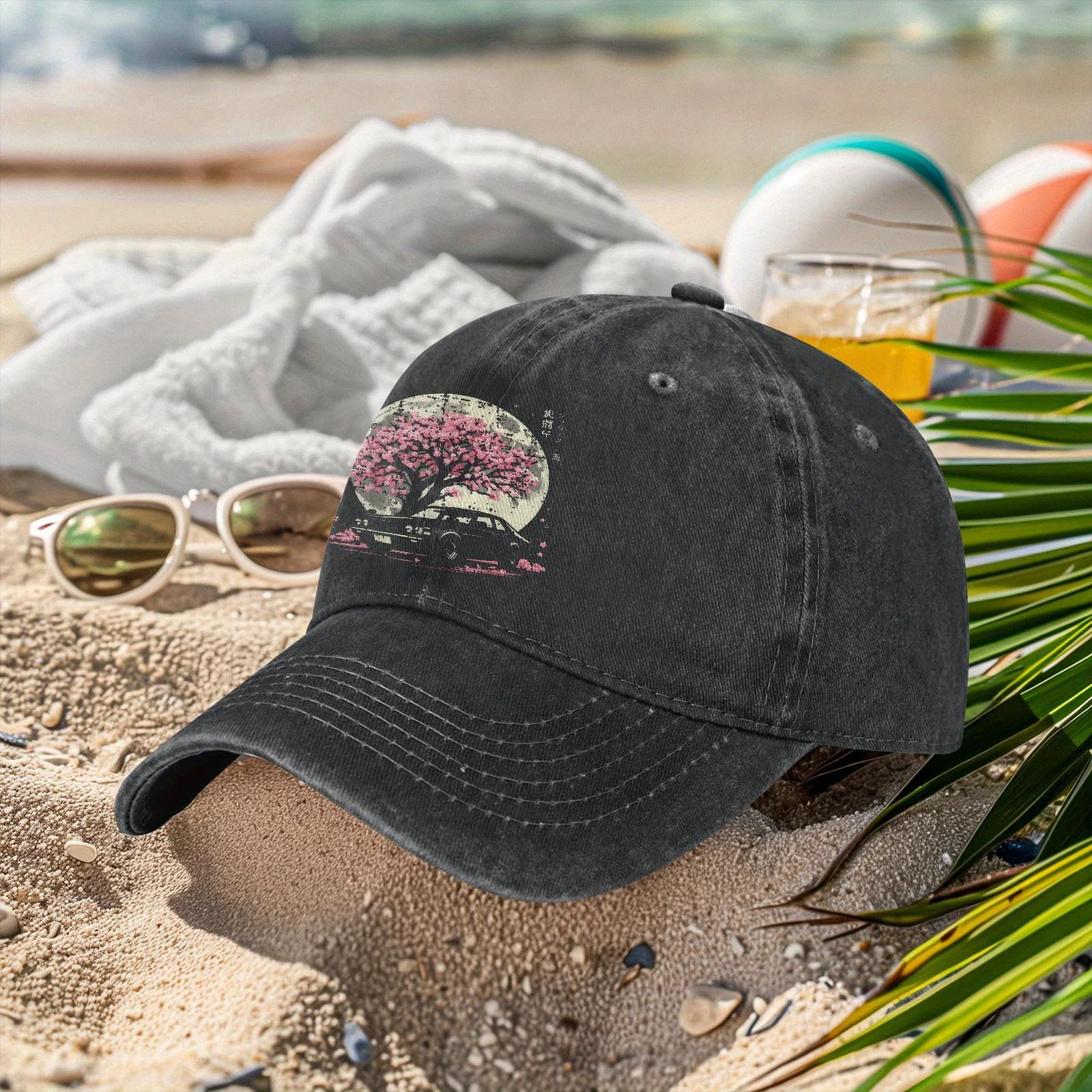 السيارة السوداء اليابانية زهر الكرز ساكورا شجرة Wo s قبعة بيسبول قبعات مضحكة