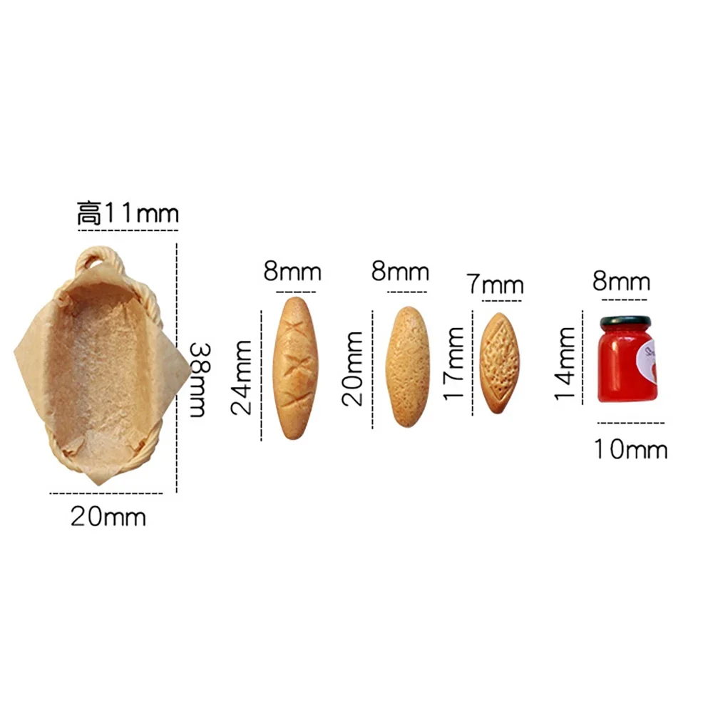 1/12 Dollhouse Miniature Accessories Mini Jam Bread Basket Model Simulation DIY Food Toy for Doll House Decoration