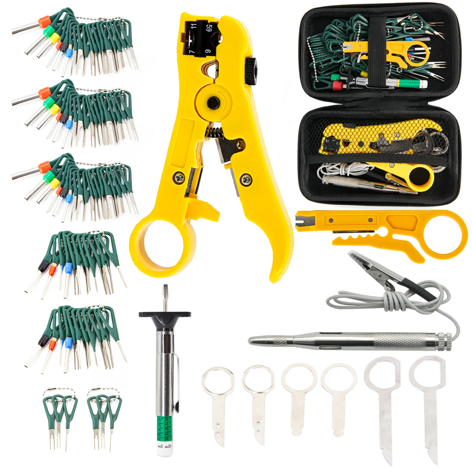 

Car Terminal Removal Tools Kit Electrical Harness Crimp Coil Connector Pin Extractor Wire Cutter Pliers Stripper Thickness Gauge