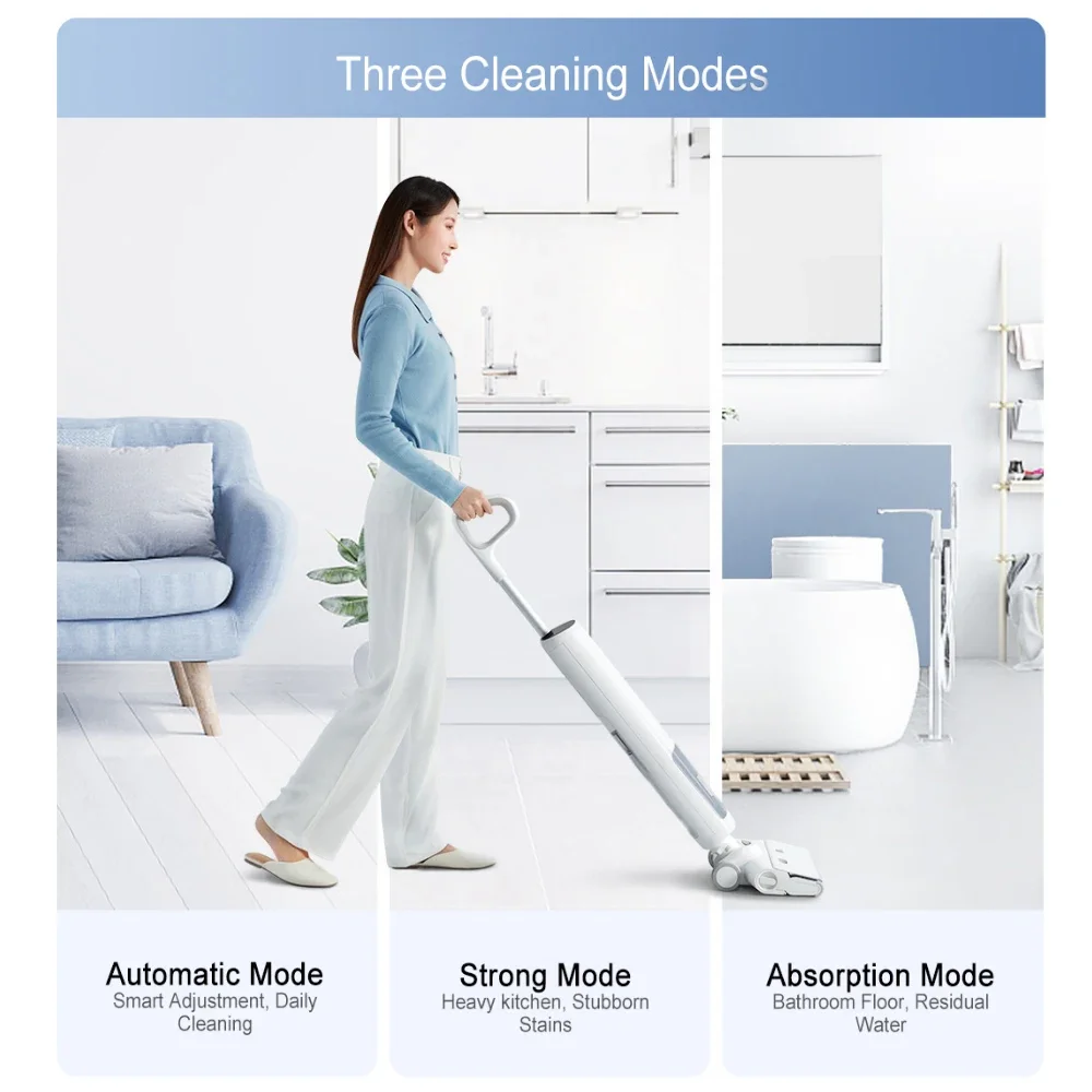 NEW XIAOMI MIJIA Wireless Vacuum Cleaner Mops Floor Cleaning Scrubber Crawler Roller Brush 3-In-1 Smart Real-Time Self-Cleaning