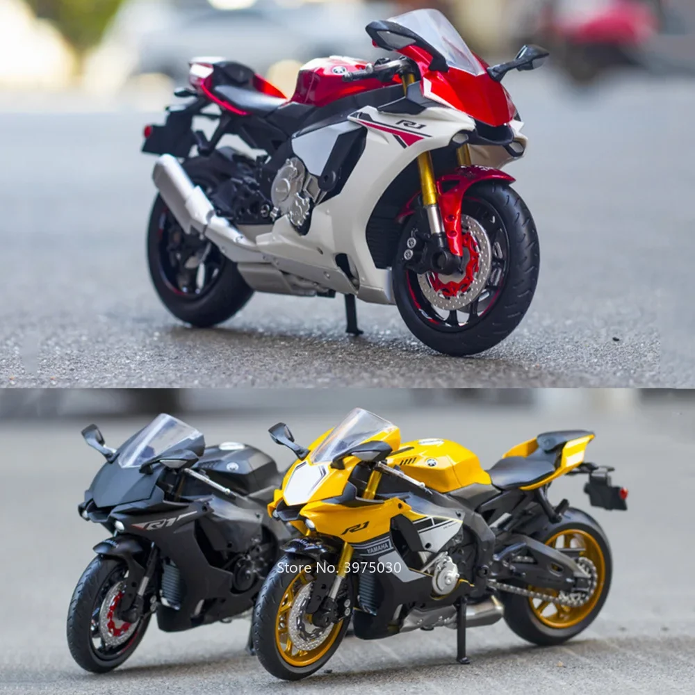 1:12 Yamaha YZF R1 Metal Diecast Motorcycle Toy Car Model Rubber Tires Wheel Steering Toys Motorcycles Kids Children\'s Day Gifts