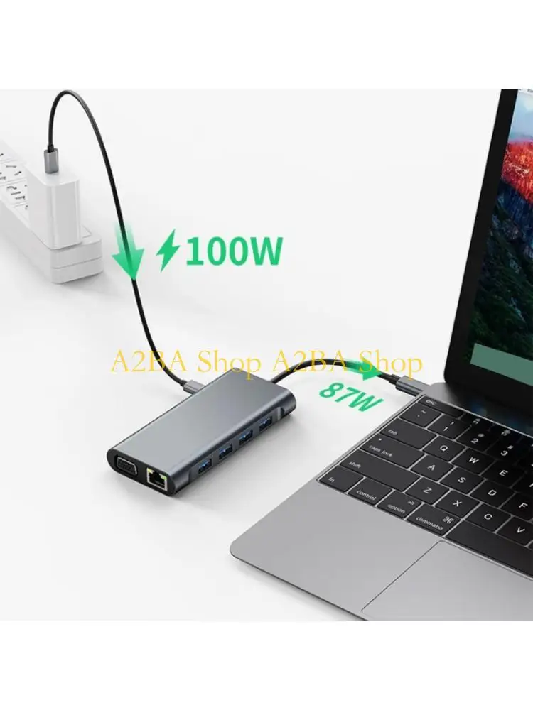 A2BA Portable 11 in 1 USB C Docking Station With HDTV VGA and PD100W Fast
