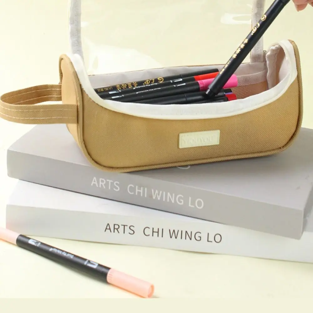 Fresh Large Capacity Pen Bag Simple with Lanyard Makeup Organizer Multi-function Thickened Pencil Box Universal