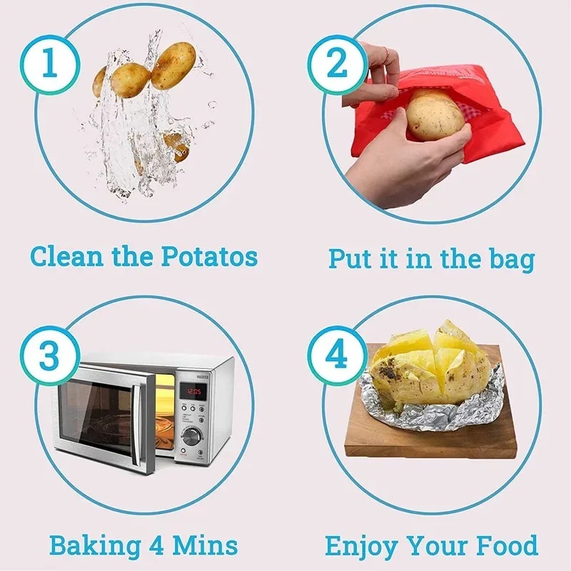 Microwave Potato Bag Reusable Microwave Potato Cooker Bag Baked Potato Cooker Perfect Potatoes 4 Minutes Baked Potato Make Tools