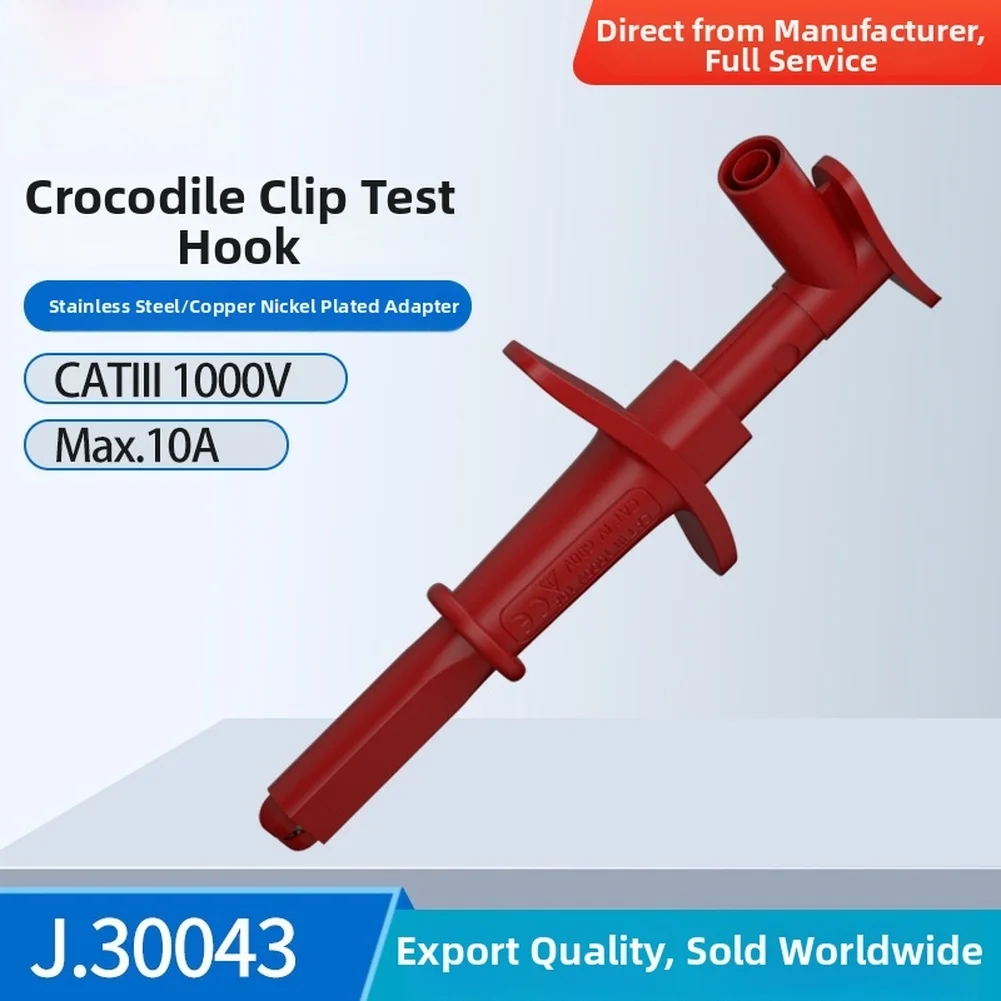 1pc 20mm Crocodile Clip Test Hook With 4mm Banana Connector 10A Replacement For CAT-III 1000V And CAT-IV 600V Test Clip Fittings