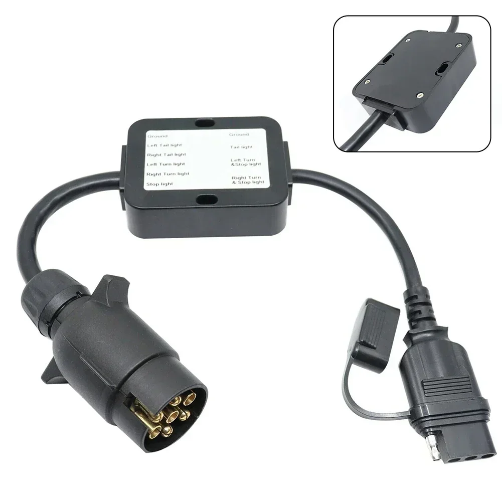 

1* Trailer Light Converter EU Car Round 7-Pin Connector To US 4-Way Flat Pin Plug Trailer Light Adapter Fit For European Vehicle