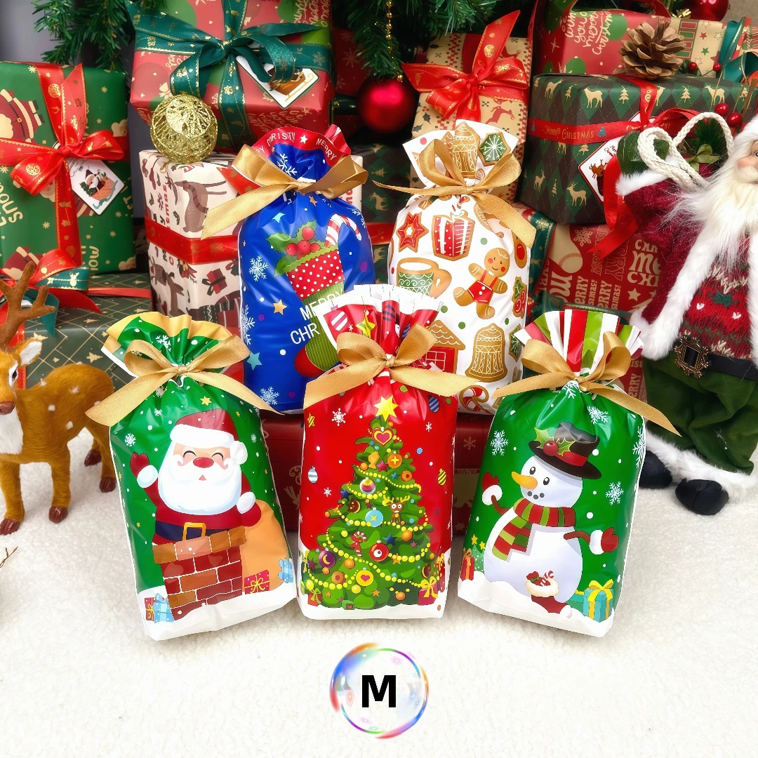 Weihnachts-Süßigkeitentasche, Kordelzugtasche mit Kabelbindern, geeignet für Weihnachtsgeschenke, Weihnachtsdekorationen, Partyzubehör. – Detail 1